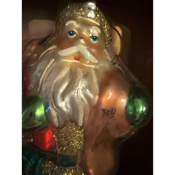 VTG German Schwarzwald Hand-Painted Blown Glass Holiday Santa Ornament Nos gift - Picture 11 of 16